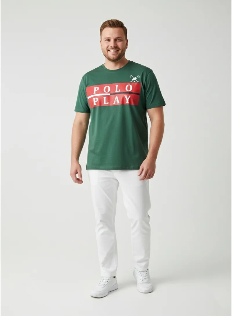 لعب البولو تيشيرت رجالي مطبوع - أخضر